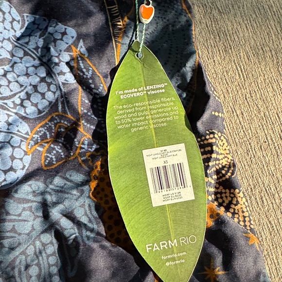 FARM Rio Navy Blue and Rust Strapless Tunic - Picture 4 of 5